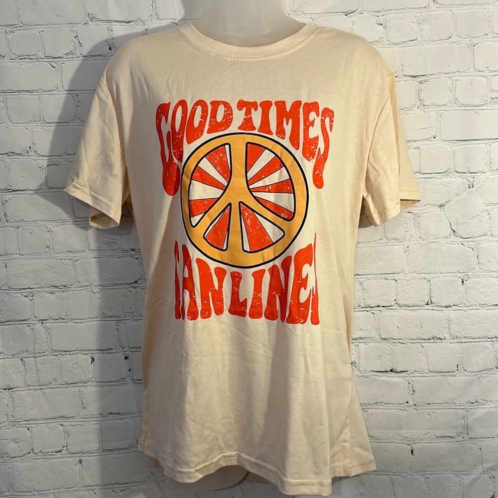Good Times Tan Lines retro vibe peach tee